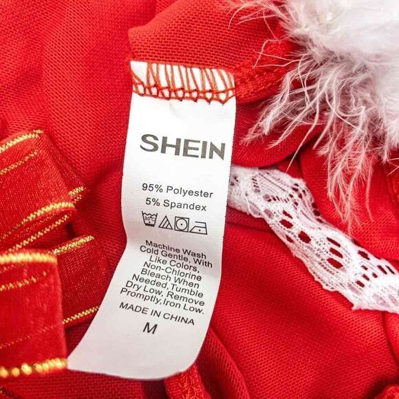 SHEIN Christmas Feather Trim Cut-Out Teddy Sz M Lingerie - Picture 7 of 8